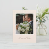 桃と金ゴールド結婚の写真サンキューカード サンキューカード (スタンド正面)