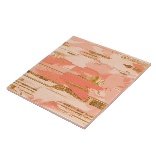 桃と金ゴールド タイル (側面)