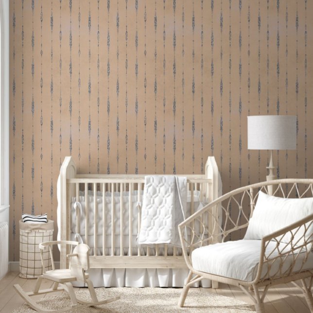 桃と銀の灰色のヴィンテージストライプの模様 壁紙 (クリエイターアップロード済み)