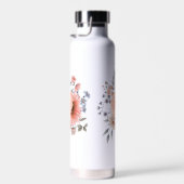 桃と青のセージ魅力的花プラスチックなし ウォーターボトル (右面)