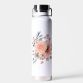 桃と青のセージ魅力的花プラスチックなし ウォーターボトル (背面)