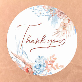 桃と青のトロピカルタ感謝していッカー ラウンドシール