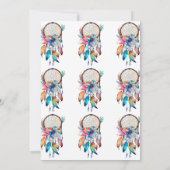 桃と青のドリームキャッチャー女の子ベビーシャワー 招待状 (裏面)