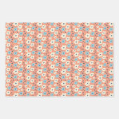 桃と青のラッピング紙フラットシートセット3 ラッピングペーパーシート (正面2)