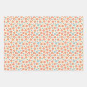 桃と青のラッピング紙フラットシートセット3 ラッピングペーパーシート (正面)