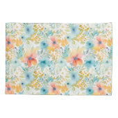 桃と青の抽象芸術花 枕カバー (裏面)