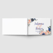 桃と青の水彩花のウェディングゲストの背景をカスタマイズ ゲストブック (全面)