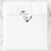 桃と青の水色のフローラ結婚クラシック ラウンドシール (バッグ)