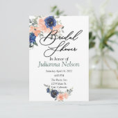 桃と青の水色のフローラ 招待状 (スタンド正面)