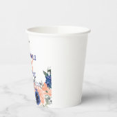 桃と青の水色フローラ結婚紙cu 紙コップ (左)