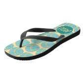 桃と青の海のシェルパターン ビーチサンダル (アングル)