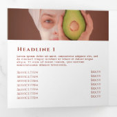 桃と青の熱帯三折パンフレット 三つ折りカード (内部最初)