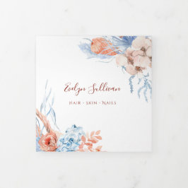 桃と青の熱帯三折パンフレット 三つ折りカード