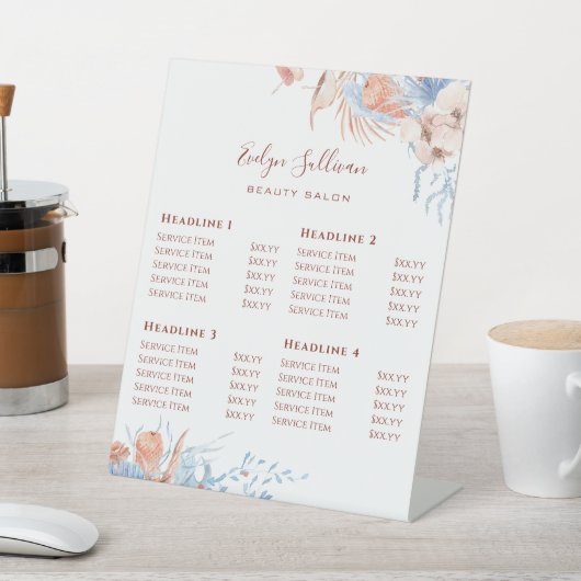 桃と青の熱帯価格リストのペデスタル記号 台座サイン (インサイチュ)