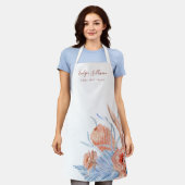 桃と青の熱帯美しいプロフェッショナルエプロン エプロン (着用した状態)