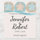 桃と青の砂ドルのワインラベル ワインラベル (シングルラベル)