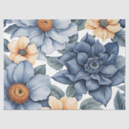 桃と青の花の切り離し 薄葉紙