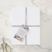 桃と青の花エレガントな結婚式 ギフトタグ (より糸付き)