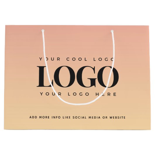 桃と黄色のサマーカンパニーロゴビジネスカスタム ラージペーパーバッグ (正面)