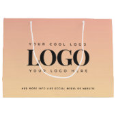 桃と黄色のサマーカンパニーロゴビジネスカスタム ラージペーパーバッグ (裏面)