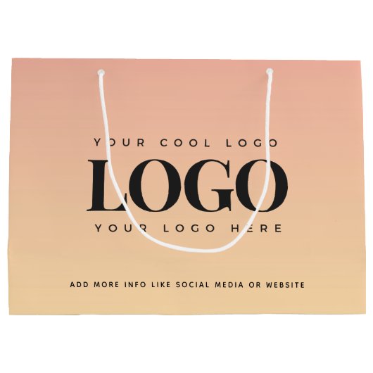 桃と黄色のサマーカンパニーロゴビジネスカスタム ラージペーパーバッグ (裏面)