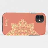 桃と黄色のメダリオンを持つiPhoneケース Case-Mate iPhoneケース (裏面(横))