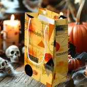 桃と黒の暖かいグロー幾何コンテンポラリー芸術 スモールペーパーバッグ