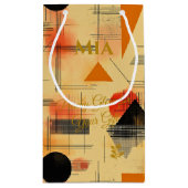 桃と黒の暖かいグロー幾何コンテンポラリー芸術 スモールペーパーバッグ (裏面)