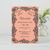 桃と黒の植物学フローラ30th Birthday 招待状 (スタンド正面)