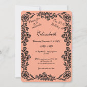 桃と黒の植物学フローラ30th Birthday 招待状 (正面)