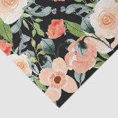 桃と黒の花柄 薄葉紙 (詳細)