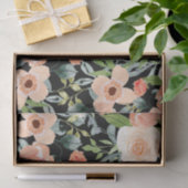 桃と黒の花柄 薄葉紙 (ギフト)