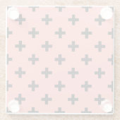 桃に黒いポルカ十字 ガラスコースター (裏面)