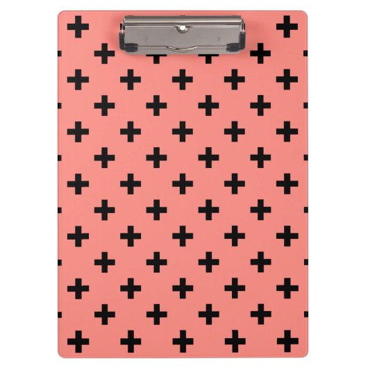 桃に黒いポルカ十字 クリップボード (正面)