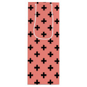 桃に黒いポルカ十字 ワインギフトバッグ (正面)