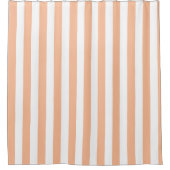 桃のうねりと白ストライプの幅 シャワーカーテン (正面)