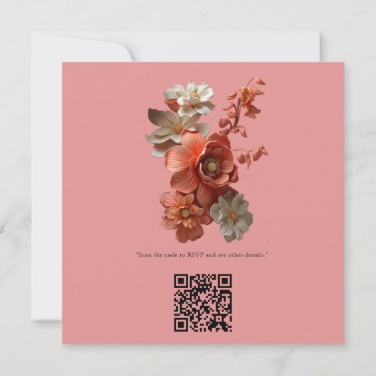 桃のうねりの花の柔らかい2024色 サンキューカード (裏面)