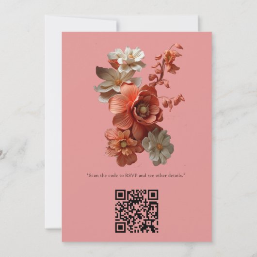 桃のうねりの花の柔らかい2024色 招待状 (裏面)