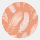 桃のうねり色の羽 ラウンドシール (正面)