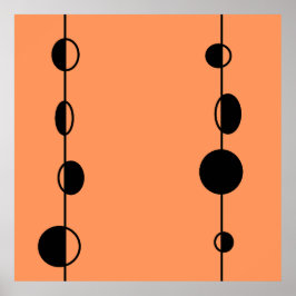 「桃のうねり」の背景の黒い泡と線 ポスター