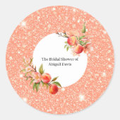 桃のように優雅な愛のブライダルシャワー ラウンドシール (正面)