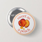 桃のように熟したグルジア桃の果実 缶バッジ (正面&裏面)