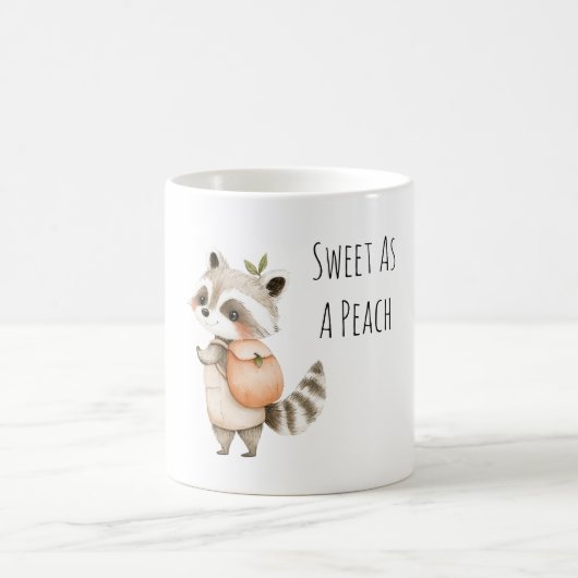 桃のように甘いアライグマのリュックサック コーヒーマグカップ (中央)