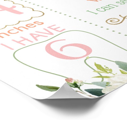 桃のように甘い最初の誕生日のマイルストーンのサイン ポスター (角)