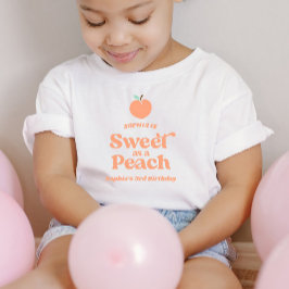 桃のように甘い フルーツ ピンク オレンジ 誕生日パーティー トドラーTシャツ