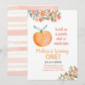 桃のように甘くてとっても楽しい誕生日 招待状 (正面/裏面)