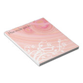 桃のらせん状フィリグリー&フラワーアートカスタム ノートパッド (アングル)