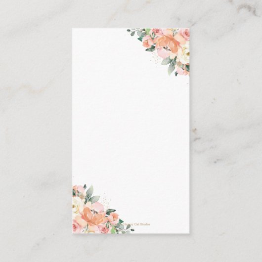 桃のアイボリーピンクのフローラ赤ちゃんシャワーが本をもたらす エンクロージャーカード (裏面)