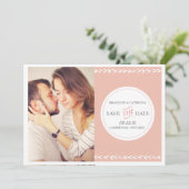 桃のアステカパターン | 結婚式のお知らせ 招待状 (スタンド正面)