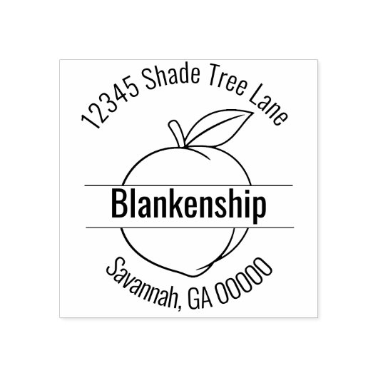 桃のアートワーク ラウンド アドレス ネーム カスタム ラバースタンプ (インプリント)